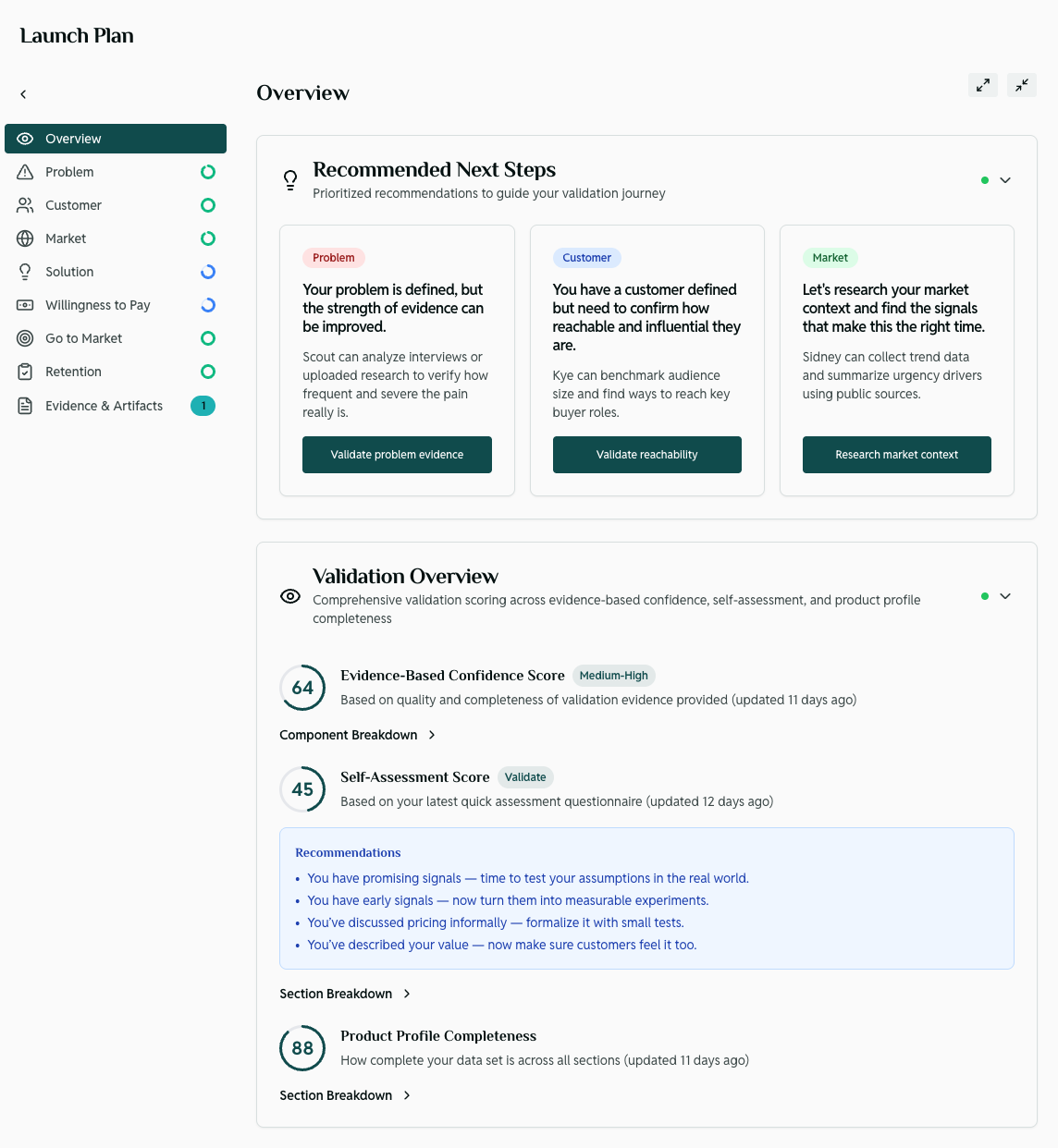 Launch Plan and Weekly Plan mockup